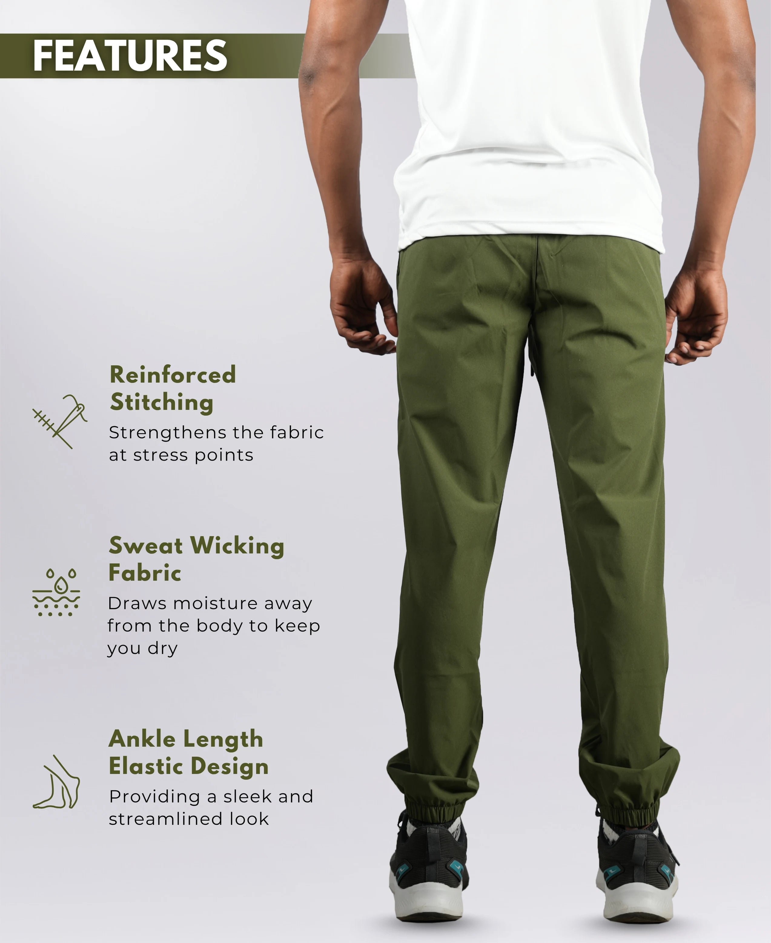 Active Fit Gym Lower for Men's - Olive