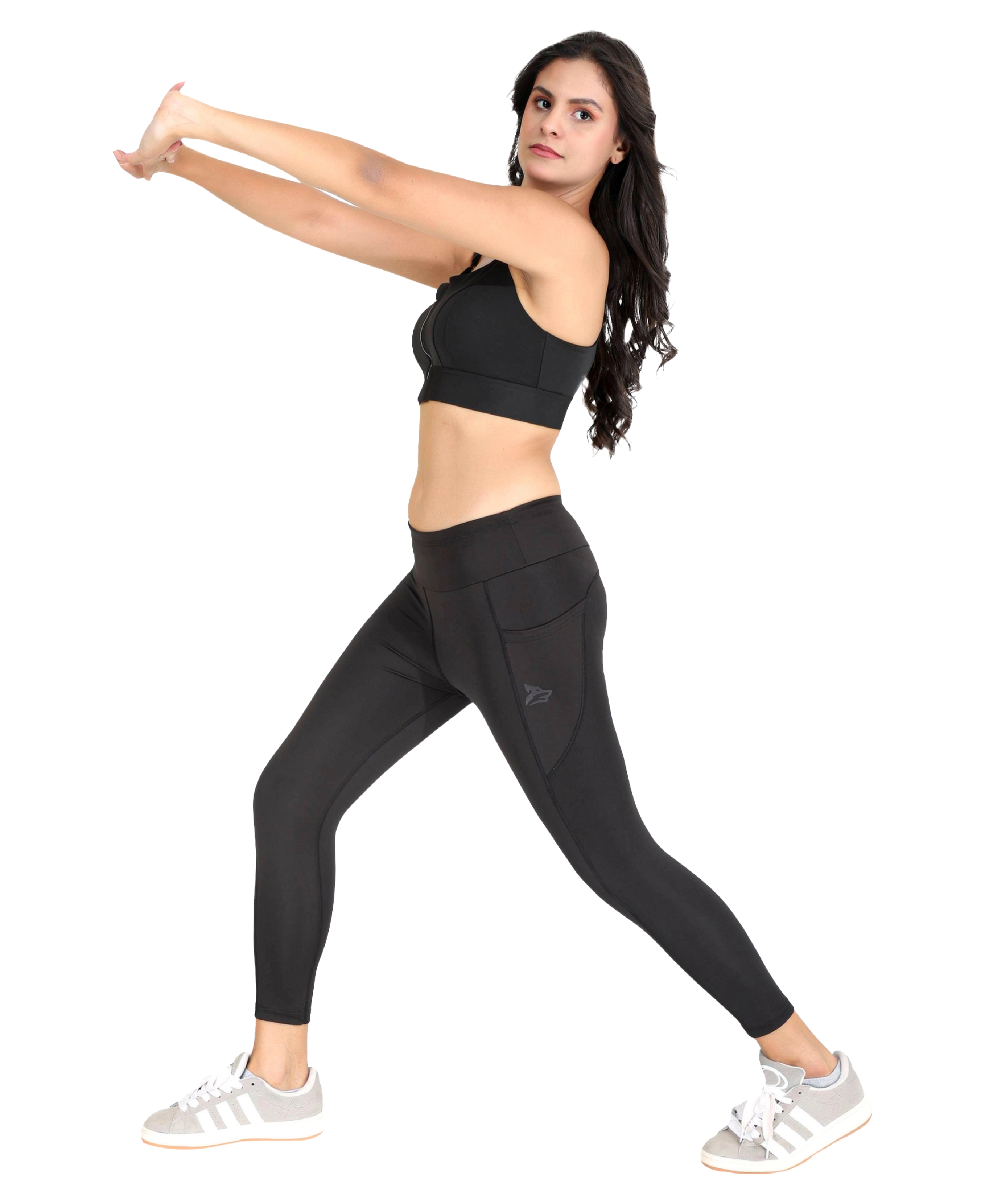 Women's High Rise Stretchable Ankle Length Slim Fit Gym Legging - Black Color